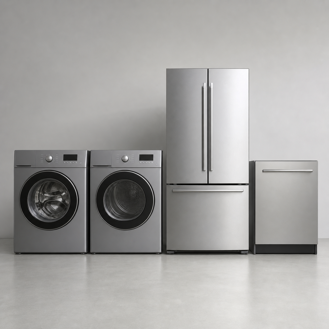 Washer, dryer, refrigerator, and dishwasher