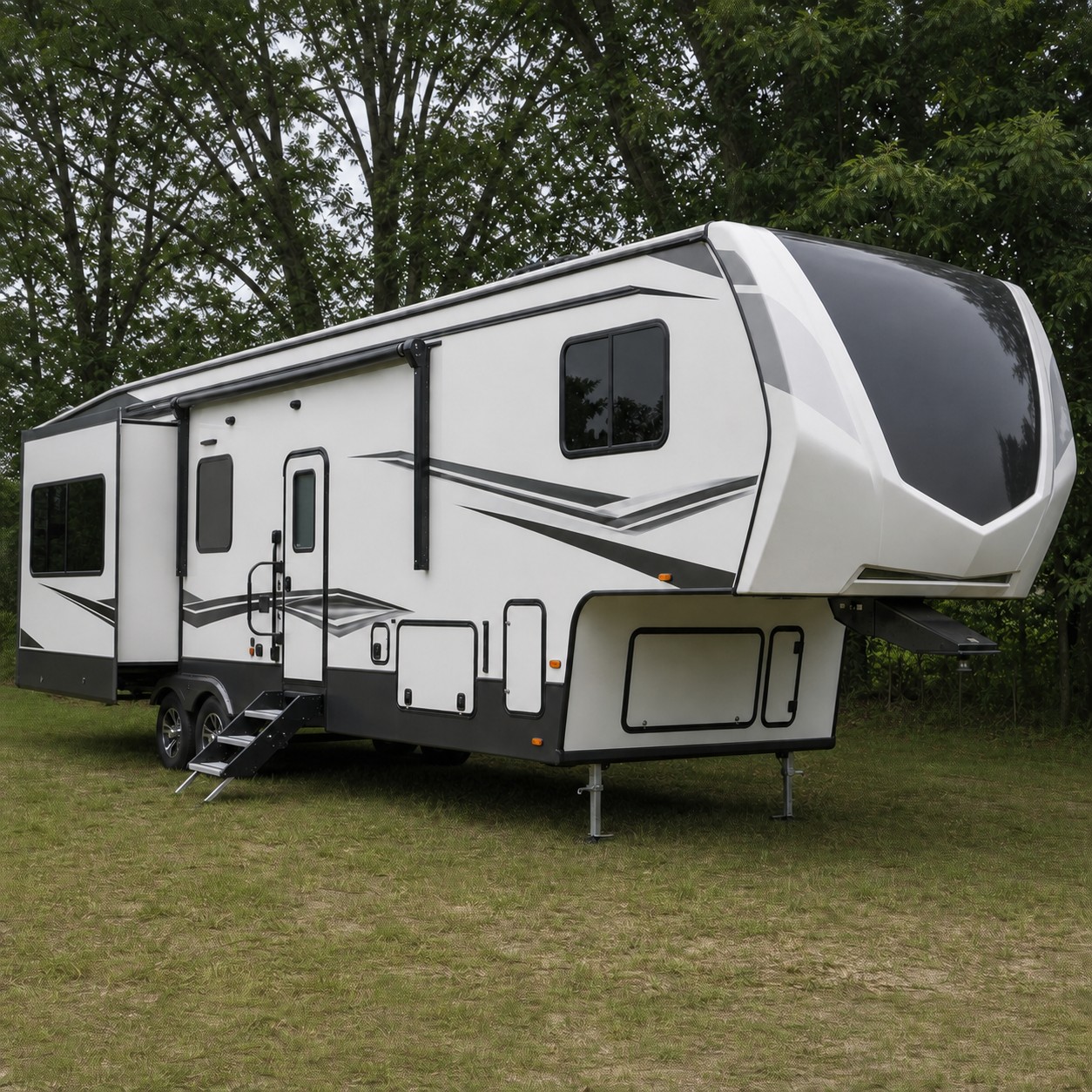 Modern fifth-wheel RV camper